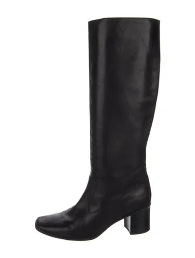 Pre-owned Marni Leather Riding Boots In Black
