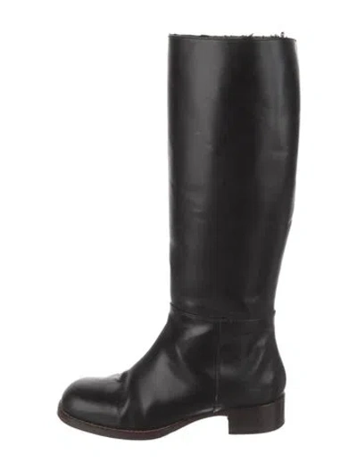 Pre-owned Marni Leather Riding Boots In Black