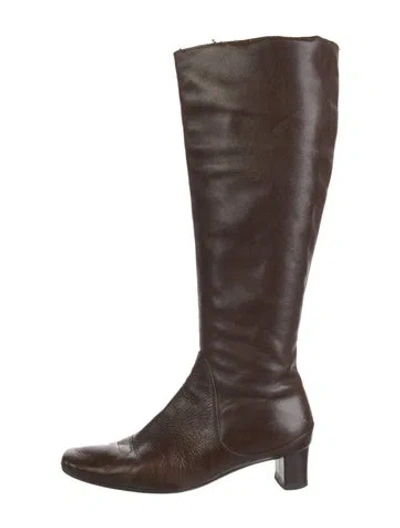Pre-owned Marni Leather Riding Boots In Brown