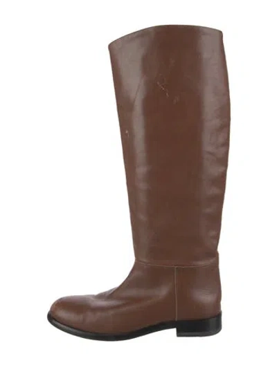 Pre-owned Marni Leather Riding Boots In Brown