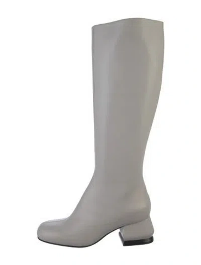 Pre-owned Marni Leather Riding Boots In Gray
