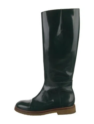 Pre-owned Marni Leather Riding Boots In Green