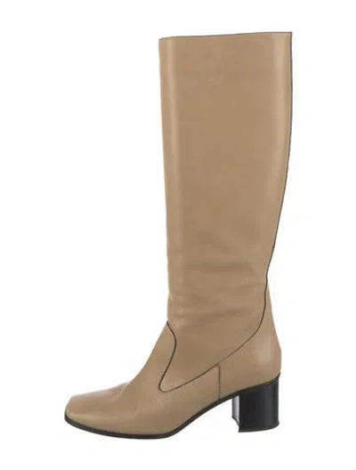 Pre-owned Marni Leather Riding Boots In Neutral