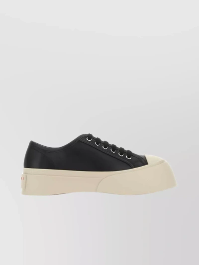 MARNI LEATHER ROUND TOE LOW-TOP SNEAKERS