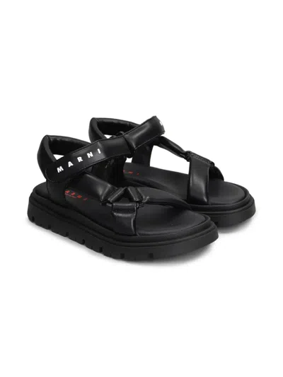 Marni Kids' Leather Sandals In Black