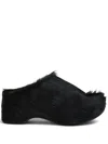 Marni 50 Long-hair Calfskin Clogs In Black