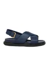 Marni Blue Leather Fussbett Sandals In Blue