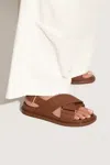 Marni Fussbett Leather Sandals In Brown