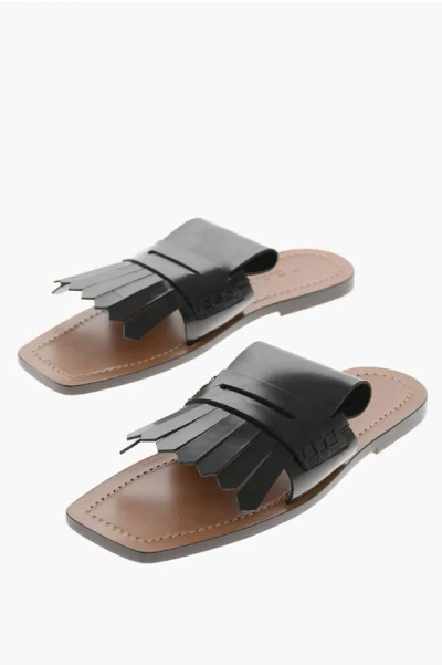 Marni Leather Sandals Penny With Leather Sole In Black