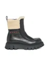 Marni Leather Shearling Boots In Black