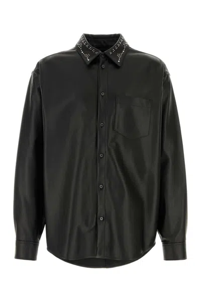 Marni Stud-embellished Leather Shirt In Black