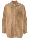 Marni Button-up Suede Overshirt In Brown