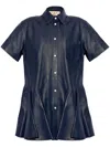 Marni Leather Shirt Dress In Blue