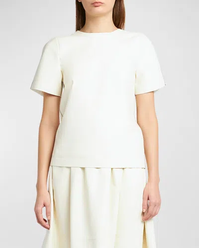 Marni Leather Short Sleeve Top In Ivory