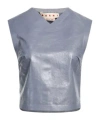 Marni Leather Short Top In Silver