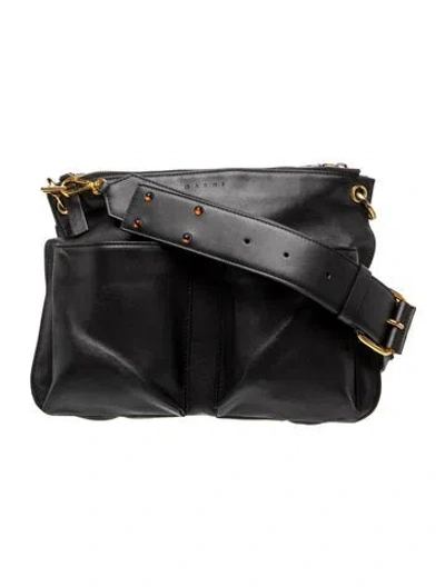 Pre-owned Marni Leather Shoulder Bag In Black