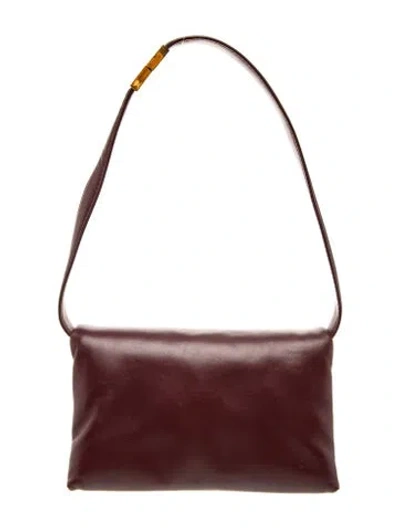 Pre-owned Marni Leather Shoulder Bag In Burgundy