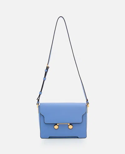 Marni Leather Shoulder Bag In Clear Blue