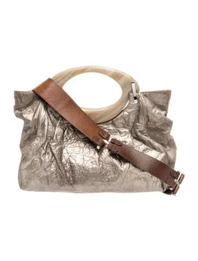 Pre-owned Marni Leather Shoulder Bag In Gray