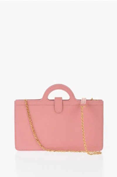 Marni Leather Shoulder Bag With Internal Card-sized Compartments In Pink