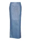 Marni Leather Slit-back Maxi Pencil Skirt In Blue
