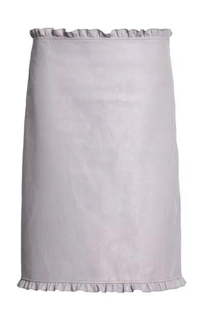 Marni Leather Skirt In Gray