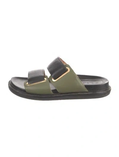 Pre-owned Marni Leather Slides In Black