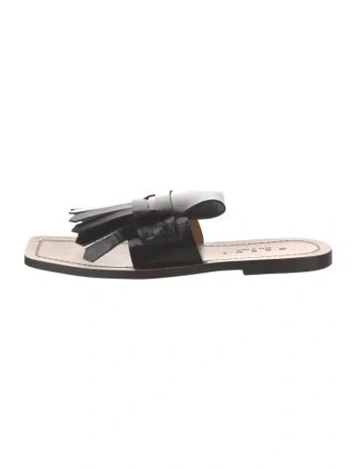 Pre-owned Marni Leather Slides In Black