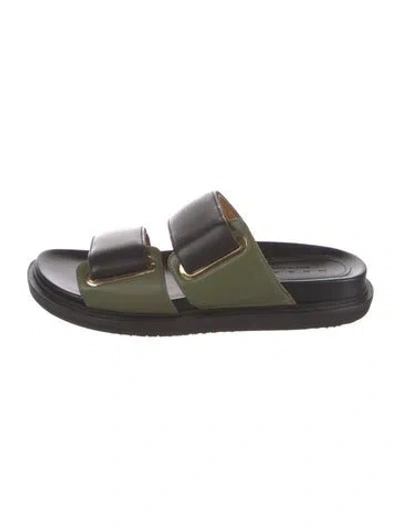 Pre-owned Marni Leather Slides In Black