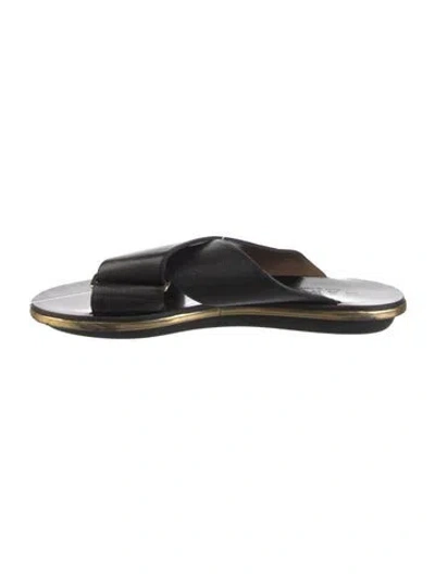 Pre-owned Marni Leather Slides In Black