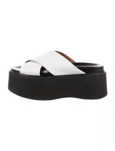 Pre-owned Marni Leather Slides In Black
