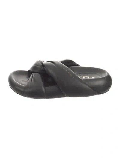 Pre-owned Marni Leather Slides In Black