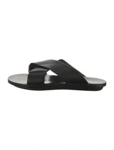 Pre-owned Marni Leather Slides In Black