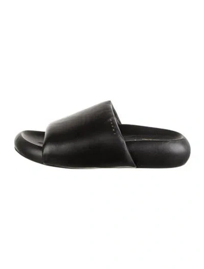 Pre-owned Marni Leather Slides In Black