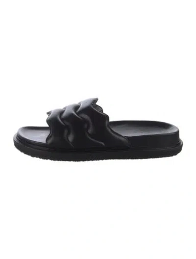 Pre-owned Marni Leather Slides In Black