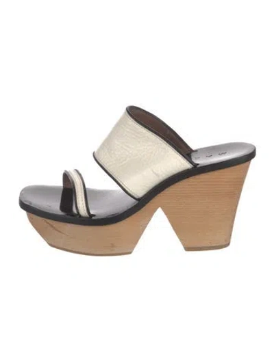 Pre-owned Marni Leather Slides In Black