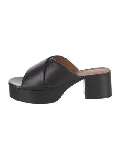 Pre-owned Marni Leather Slides In Black
