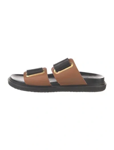 Pre-owned Marni Leather Slides In Black/blue