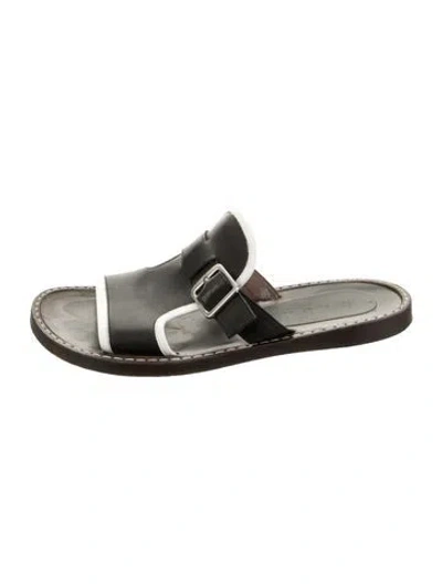Pre-owned Marni Leather Slides In Black/neutrals