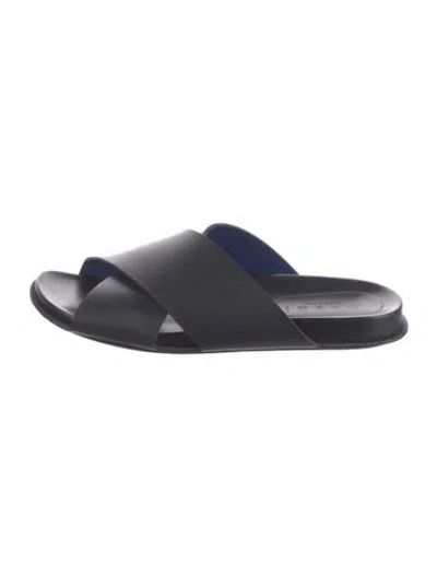 Pre-owned Marni Leather Slides In Blue