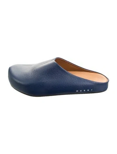 Pre-owned Marni Leather Slides In Blue