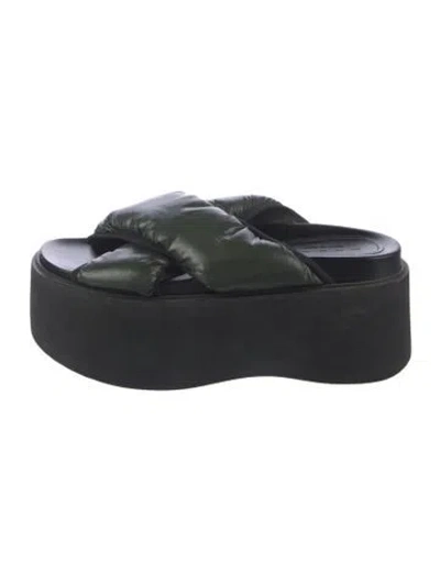 Pre-owned Marni Leather Slides In Blue/green