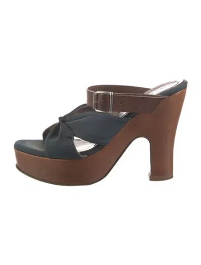 Pre-owned Marni Leather Slides In Brown