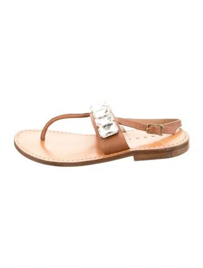 Pre-owned Marni Leather Slides In Brown