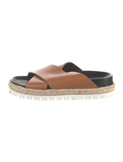 Pre-owned Marni Leather Slides In Brown