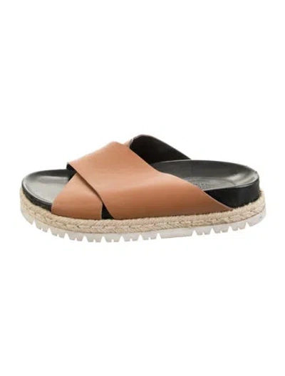 Pre-owned Marni Leather Slides In Brown