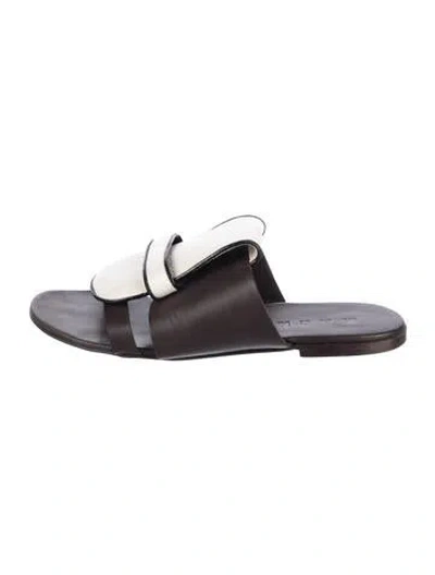 Pre-owned Marni Leather Slides In Brown