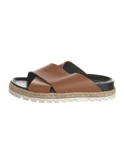 Pre-owned Marni Leather Slides In Brown