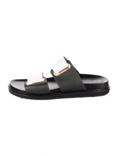 Pre-owned Marni Leather Slides In Grey/white