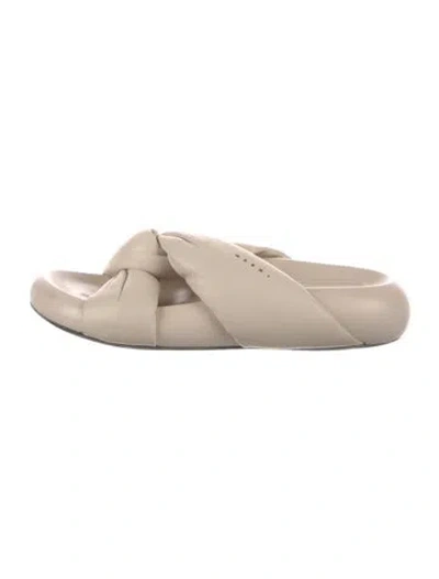Pre-owned Marni Leather Slides In Neutral